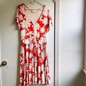 Orange floral print “summer breeze” dress